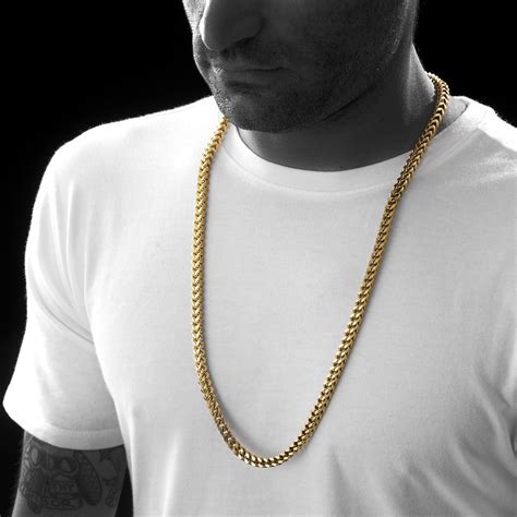 men's stainless steel box chain necklace|10k gold box chain necklace.